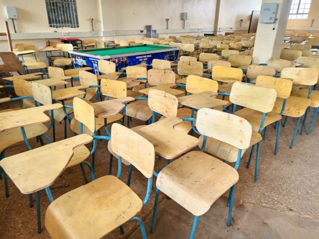 Students using new classroom desks